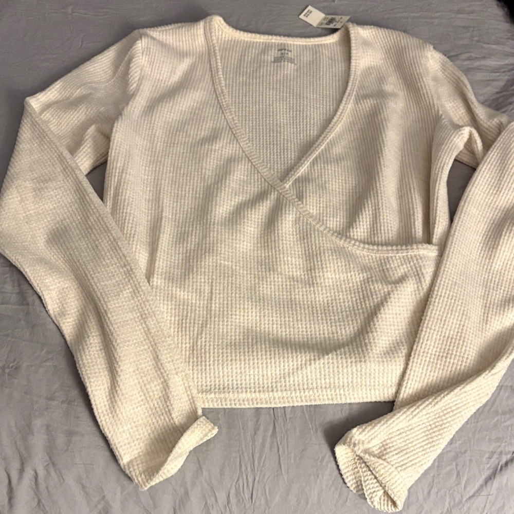 Aerie Cream Ribbed Knit Top